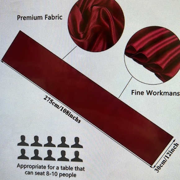 12 x 108 inches Wine red satin table runners 20 total all for $35 - Picture 2 of 4